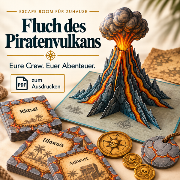 Fluch des Piratenvulkans - Escape Room zum Ausdrucken