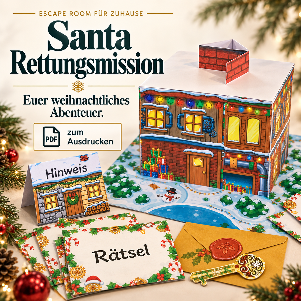Santa Rettungsmission - Escape Room zum Ausdrucken