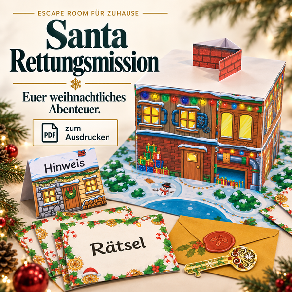 Santa Rettungsmission - Escape Room zum Ausdrucken