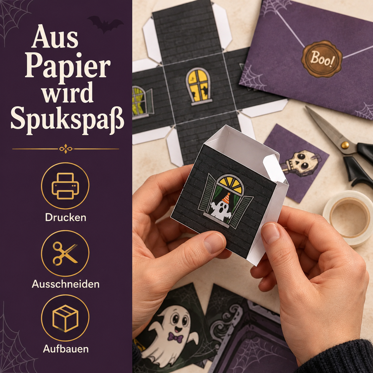 Flucht aus dem Spukhaus - Escape Room zum Ausdrucken