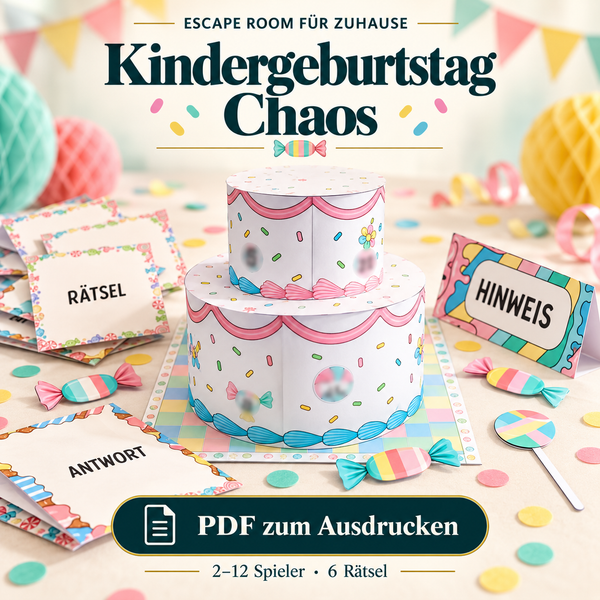 Kindergeburtstag Chaos - Escape Room zum Ausdrucken
