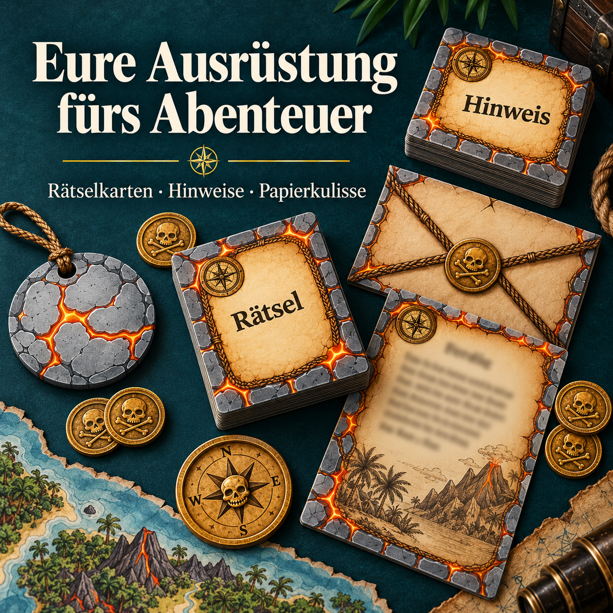 Fluch des Piratenvulkans - Escape Room zum Ausdrucken
