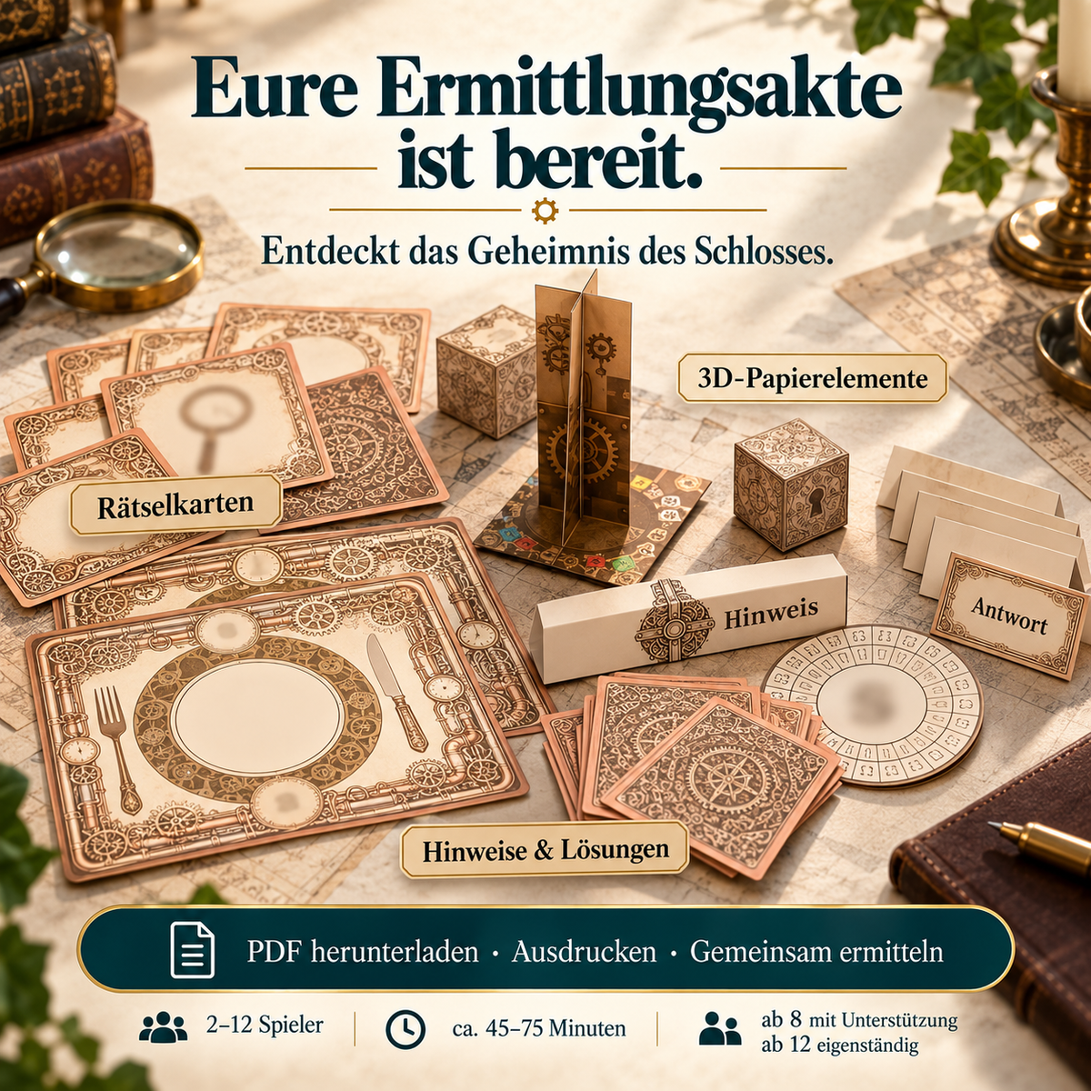 Sherlock Holmes & das geheimnissvolle Schloss - Escape Room zum Ausdrucken
