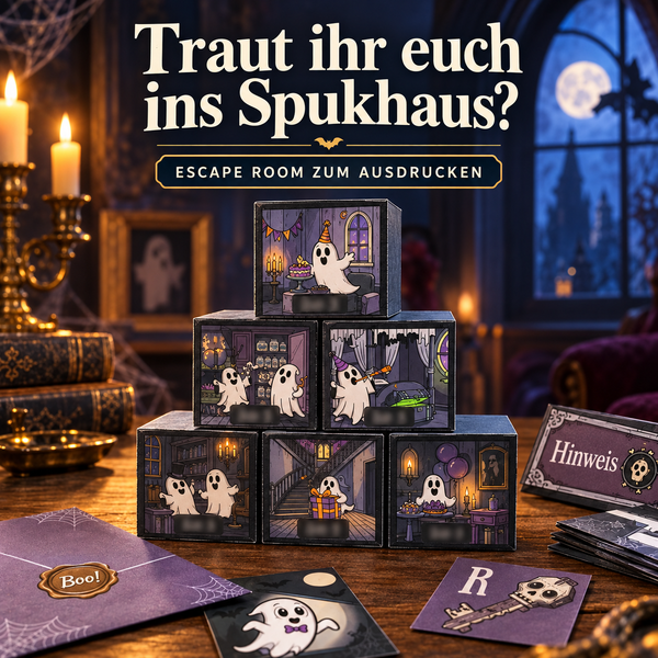 Flucht aus dem Spukhaus - Escape Room zum Ausdrucken