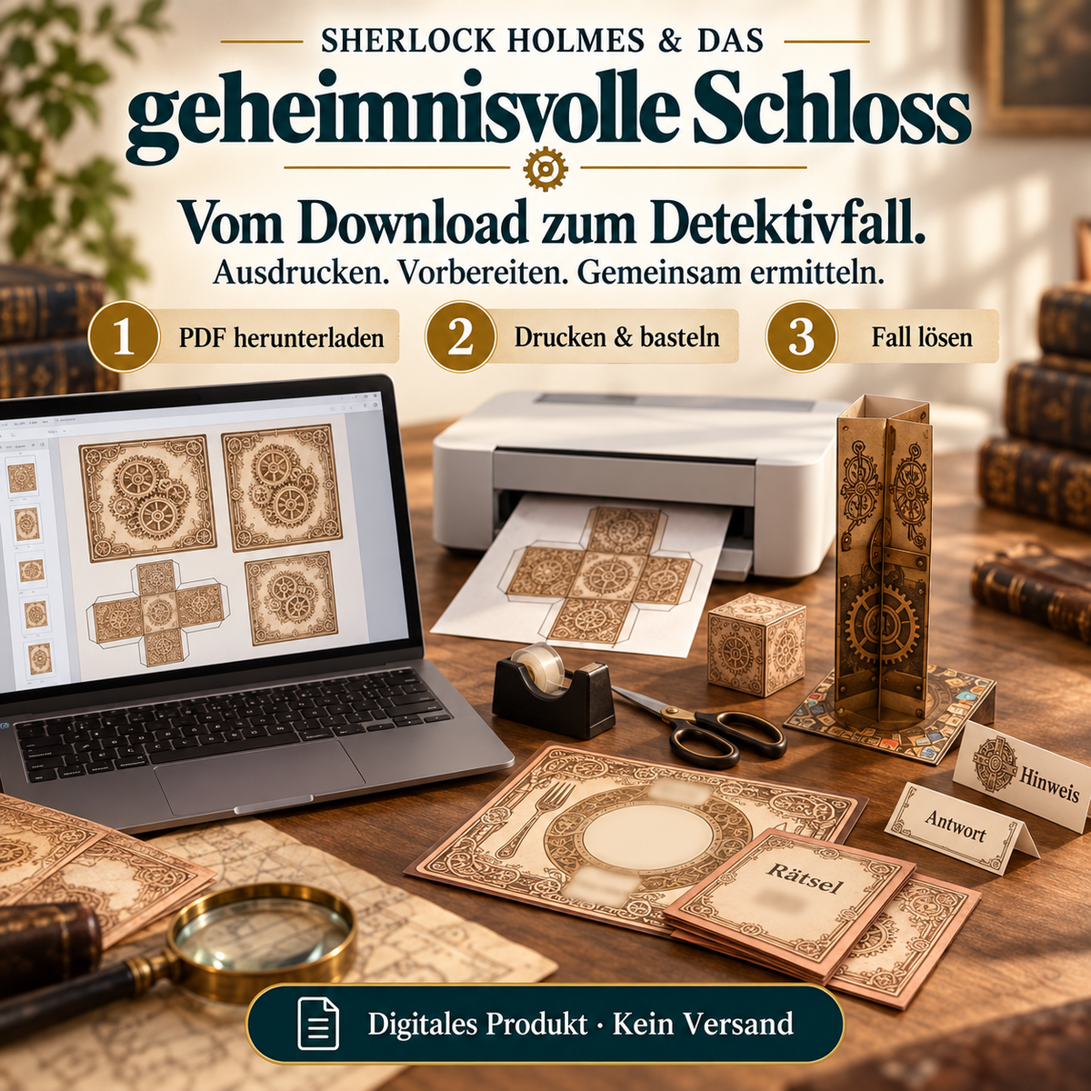 Sherlock Holmes & das geheimnissvolle Schloss - Escape Room zum Ausdrucken