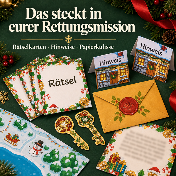 Santa Rettungsmission - Escape Room zum Ausdrucken