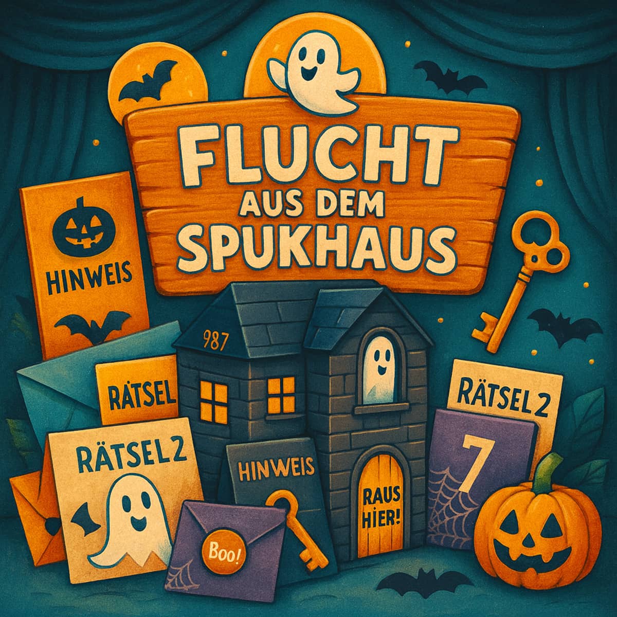 Flucht aus dem Spukhaus - Escape Room zum Ausdrucken